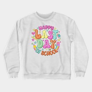 Happy Last Day Of School Dalmatian Dots Testing Day Teacher Crewneck Sweatshirt